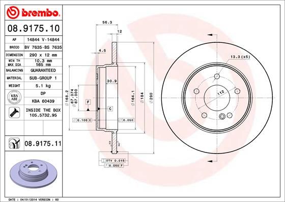 Гальмівний диск BREMBO 08.9175.11