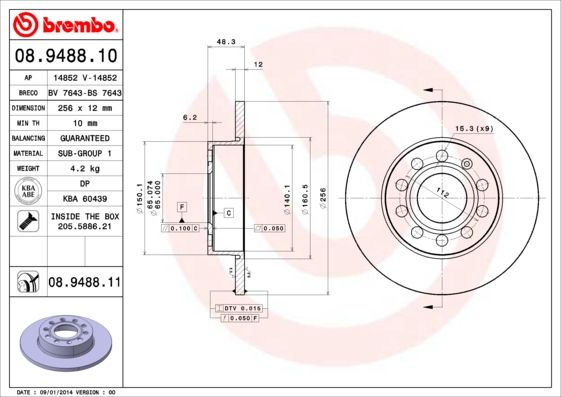 Brake Disc BREMBO 08.9488.11