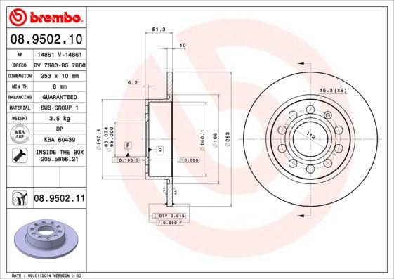 Brake Disc BREMBO 08.9502.11