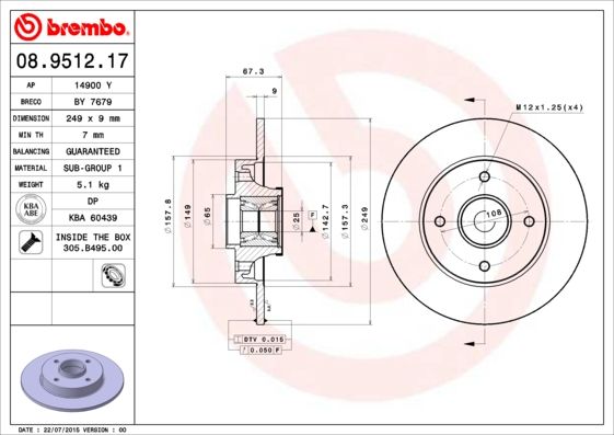 Brake Disc BREMBO 08.9512.17