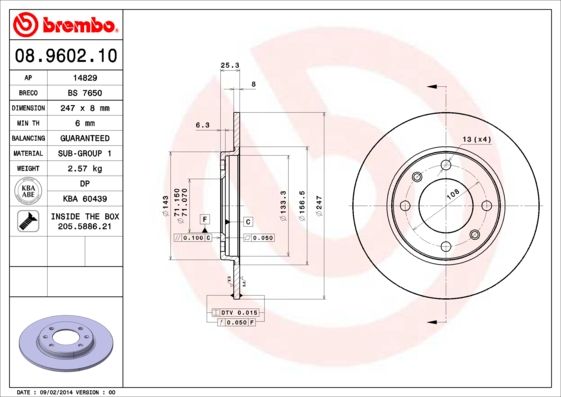 Brake Disc BREMBO 08.9602.10