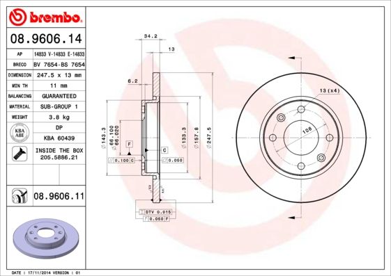 Brake Disc BREMBO 08.9606.11