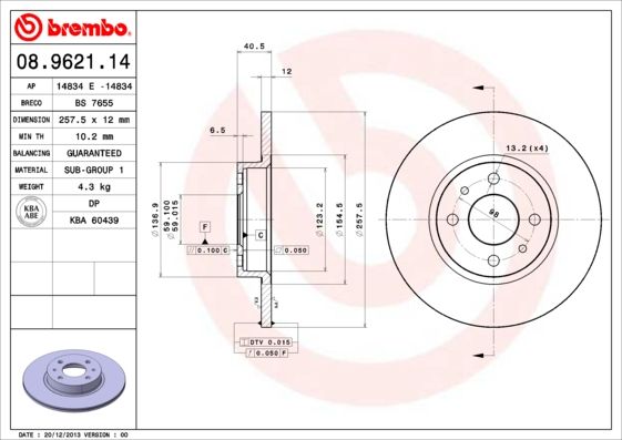 Brake Disc BREMBO 08.9621.14