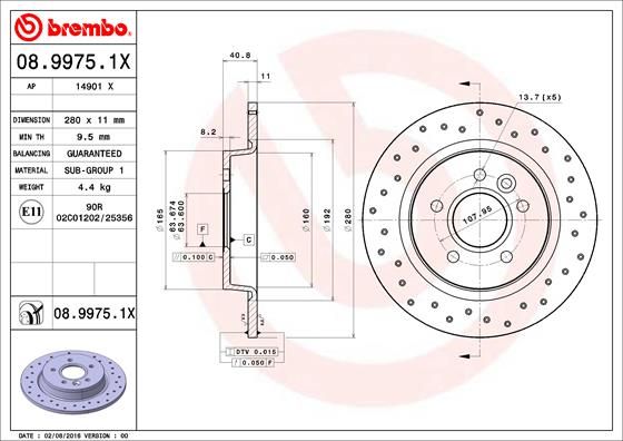 Brake Disc BREMBO 08.9975.1X