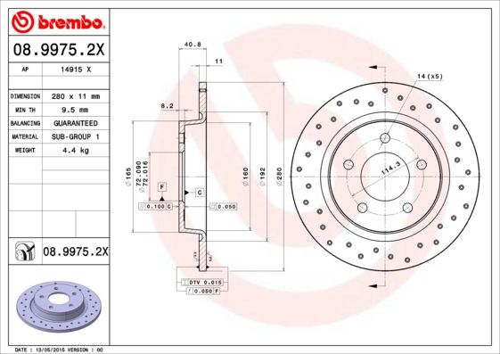 Гальмівний диск BREMBO 08.9975.2X