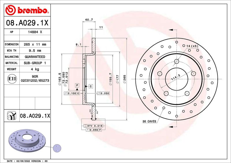 Гальмівний диск BREMBO 08.A029.1X