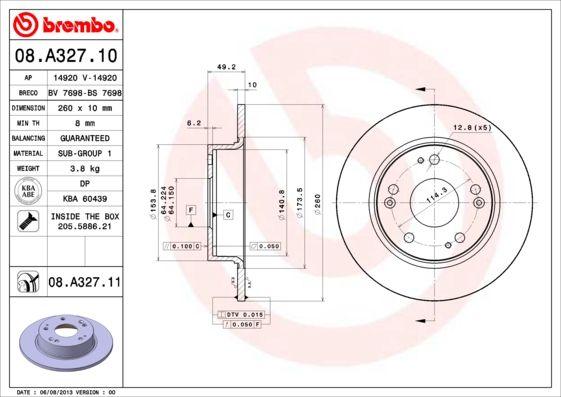 Гальмівний диск BREMBO 08.A327.11