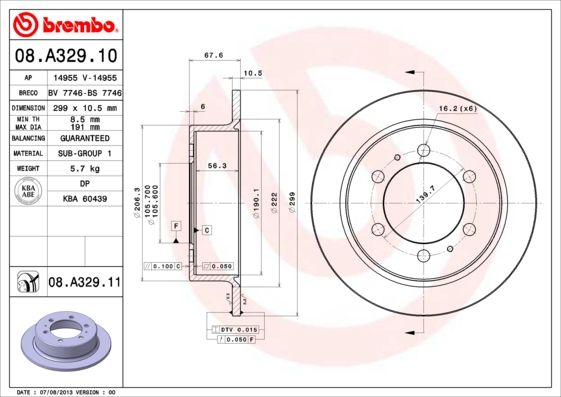 Stabdžių diskas BREMBO 08.A329.11