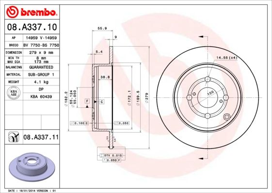Brake Disc BREMBO 08.A337.11