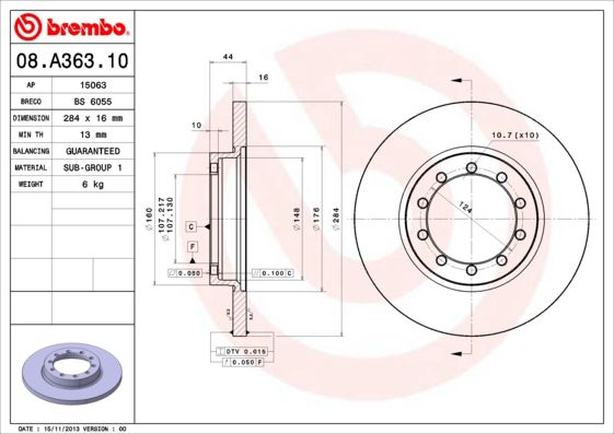 Brake Disc BREMBO 08.A363.10