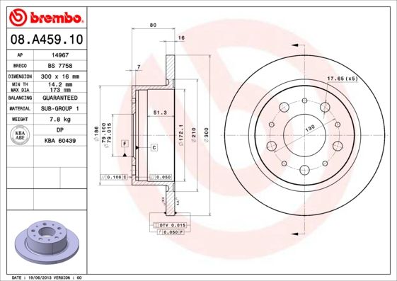 Stabdžių diskas BREMBO 08.A459.10