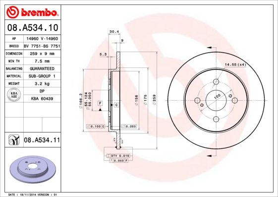 Brake Disc BREMBO 08.A534.11