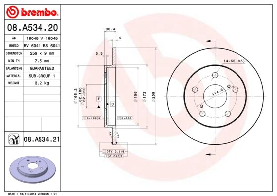 Brake Disc BREMBO 08.A534.21