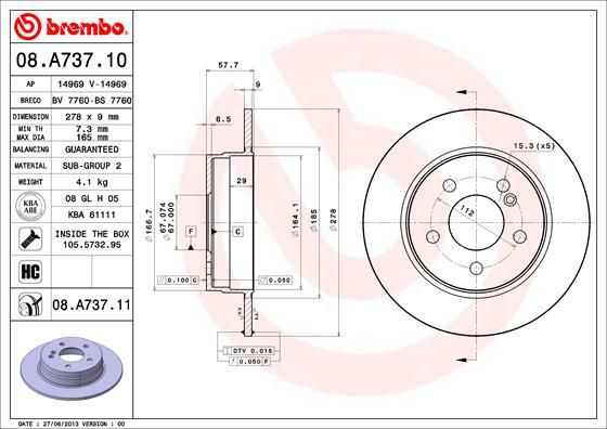 Brake Disc BREMBO 08.A737.11