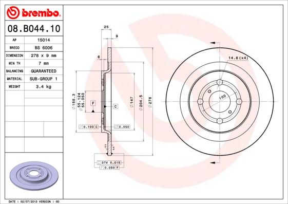 Brake Disc BREMBO 08.B044.10