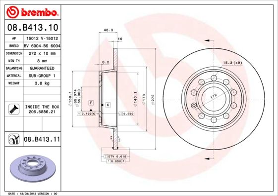 Brake Disc BREMBO 08.B413.11