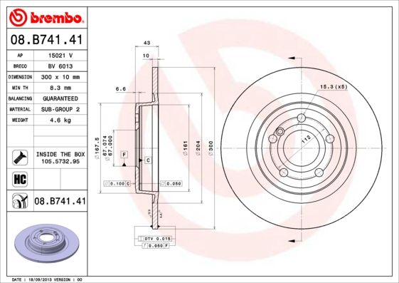 Stabdžių diskas BREMBO 08.B741.41