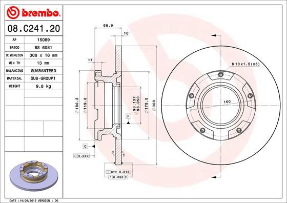 Brake Disc BREMBO 08.C241.20