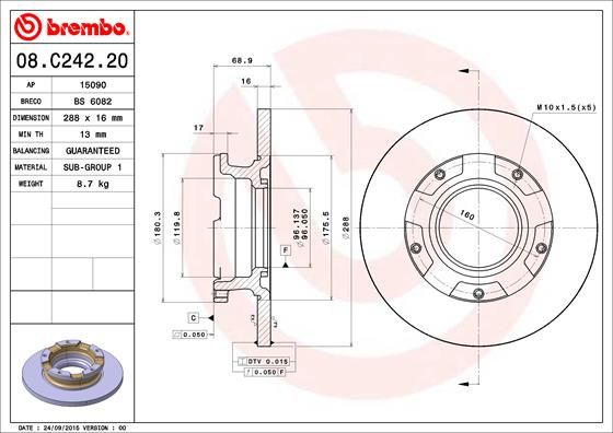 Brake Disc BREMBO 08.C242.20