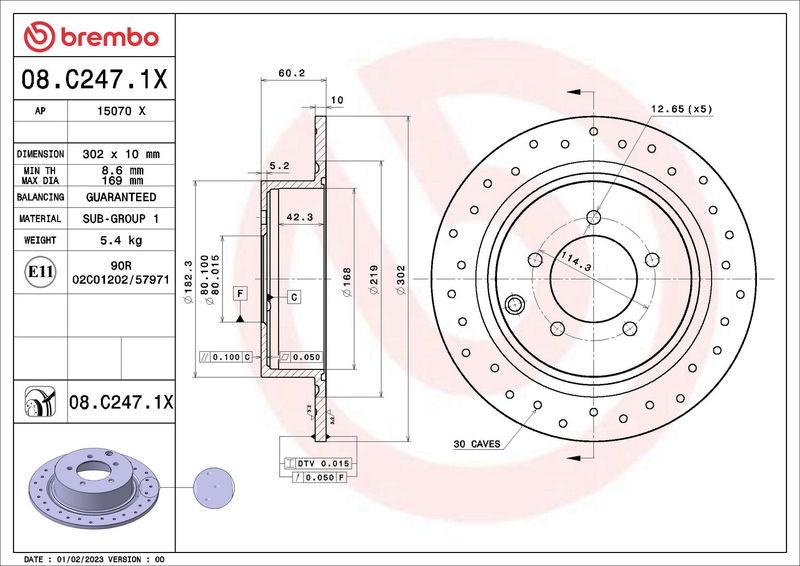 Stabdžių diskas BREMBO 08.C247.1X