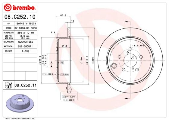 Гальмівний диск BREMBO 08.C252.11
