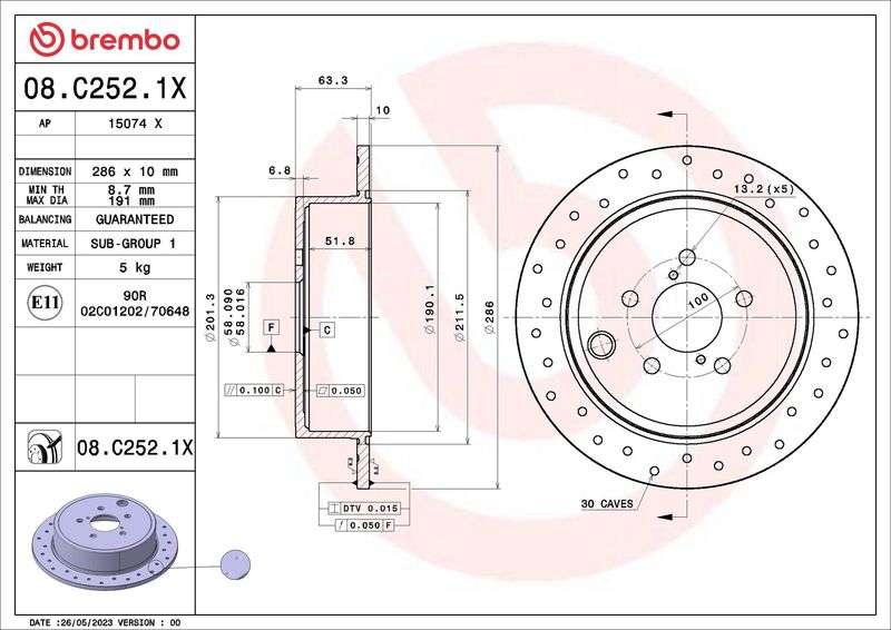 Гальмівний диск BREMBO 08.C252.1X