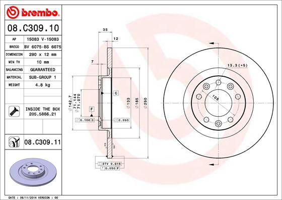 Brake Disc BREMBO 08.C309.11