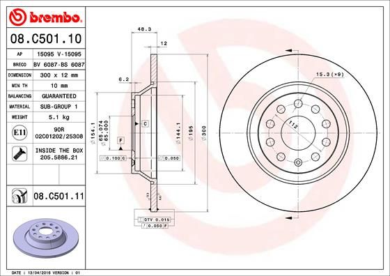 Гальмівний диск BREMBO 08.C501.11