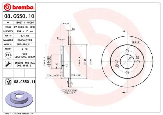 Brake Disc BREMBO 08.C650.11