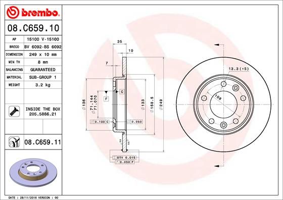 Stabdžių diskas BREMBO 08.C659.11