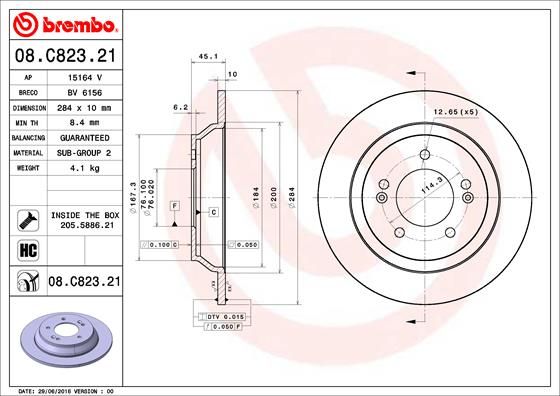 Stabdžių diskas BREMBO 08.C823.21