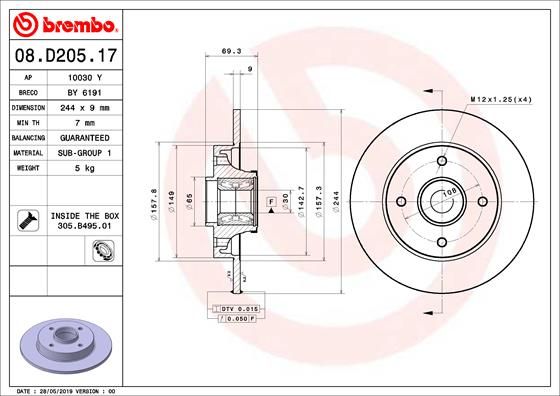 Stabdžių diskas BREMBO 08.D205.17