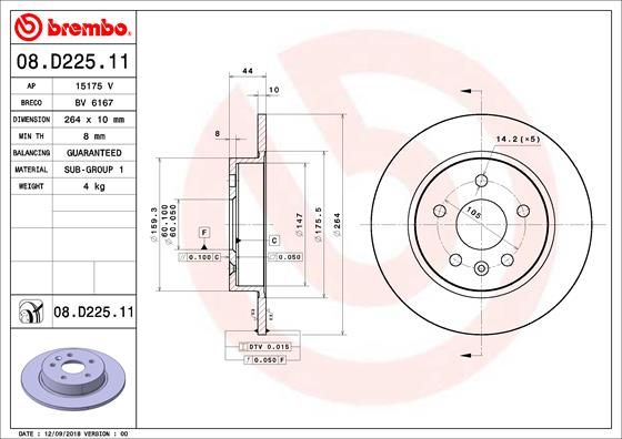 Brake Disc BREMBO 08.D225.11