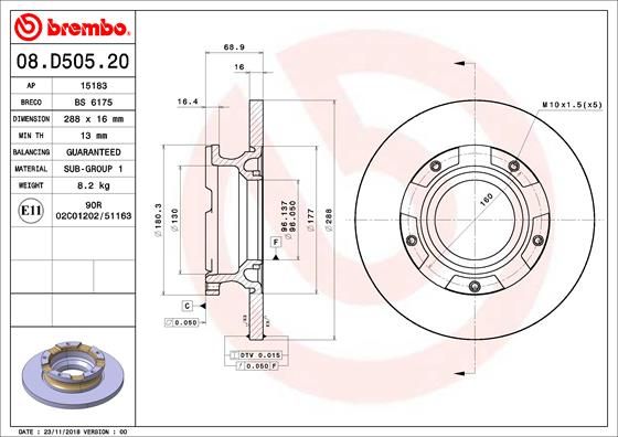 Brake Disc BREMBO 08.D505.20