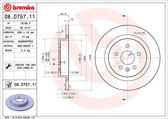 Stabdžių diskas BREMBO 08.D757.11