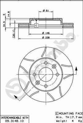 Stabdžių diskas BREMBO 09.3148.75