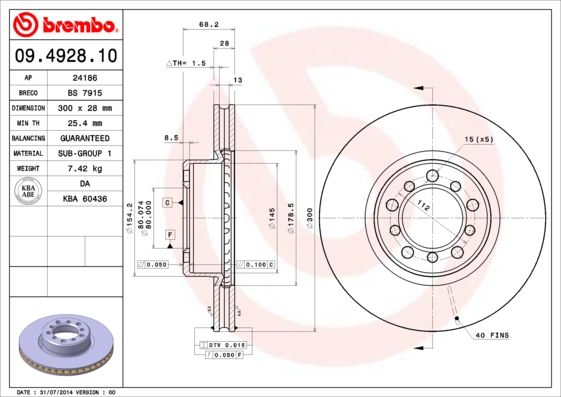 Stabdžių diskas BREMBO 09.4928.10