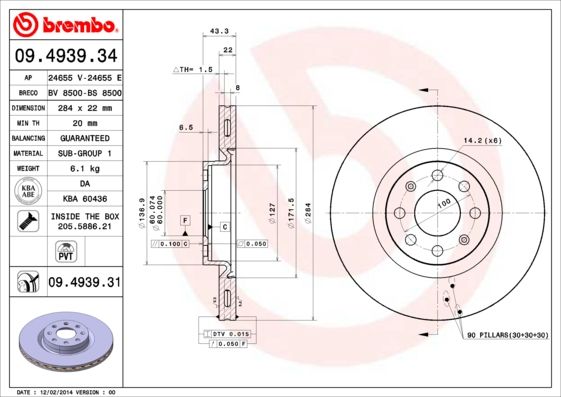 Stabdžių diskas BREMBO 09.4939.31