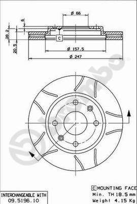 Stabdžių diskas BREMBO 09.5196.75