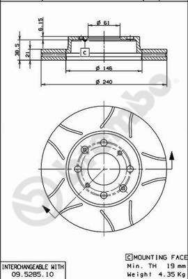 Stabdžių diskas BREMBO 09.5285.75