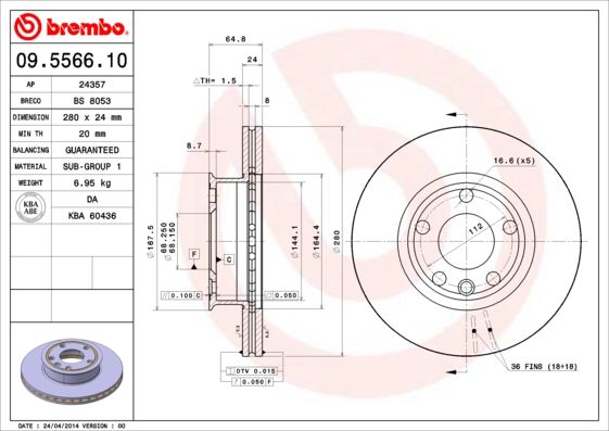 Brake Disc BREMBO 09.5566.10