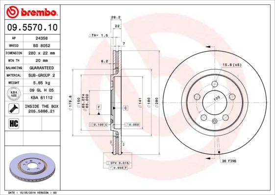 Brake Disc BREMBO 09.5570.10