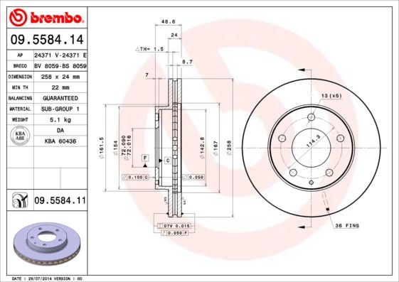 Brake Disc BREMBO 09.5584.11