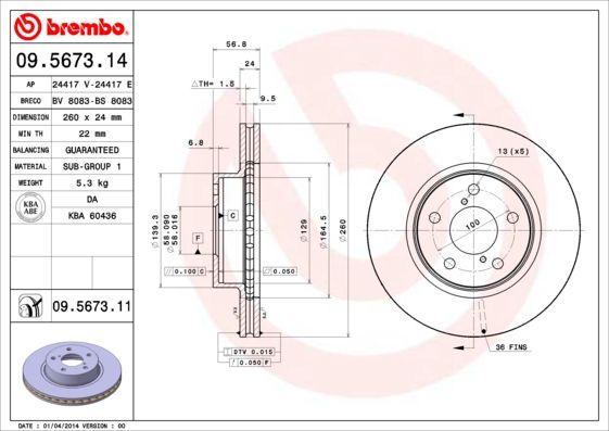 Brake Disc BREMBO 09.5673.11