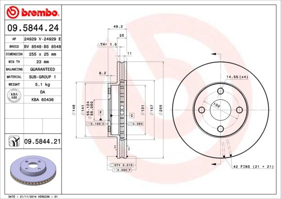 Brake Disc BREMBO 09.5844.21