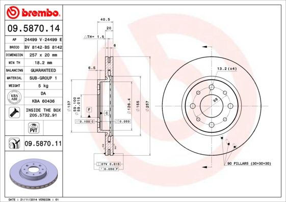 Гальмівний диск BREMBO 09.5870.11