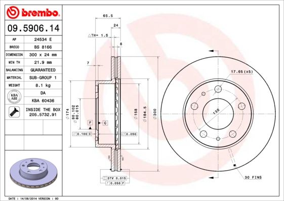 Brake Disc BREMBO 09.5906.14