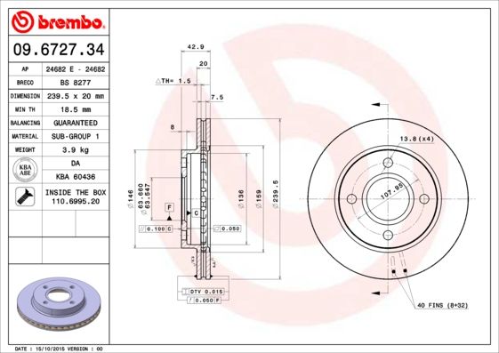 Brake Disc BREMBO 09.6727.34