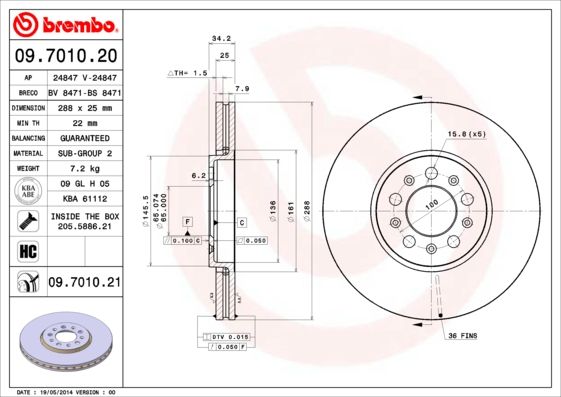 Гальмівний диск BREMBO 09.7010.21