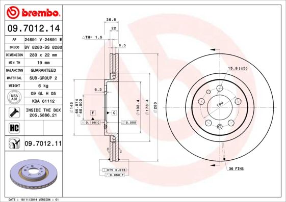 Brake Disc BREMBO 09.7012.11